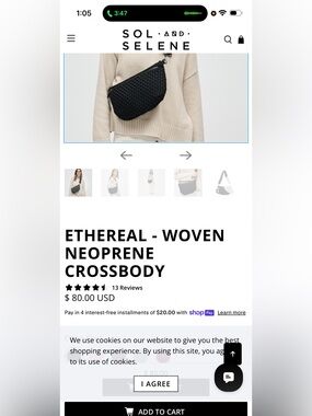 Sol and Selene Woven Neoprene Crossbody Bag - Black